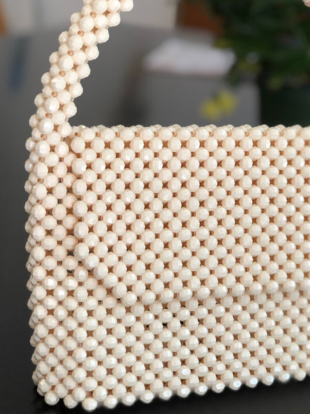 Cream Beaded Handbag