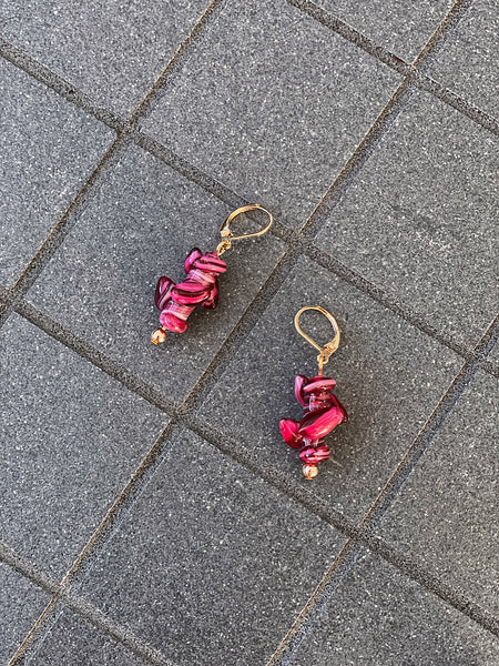 Burgundy Twist Antique Bead Earrings