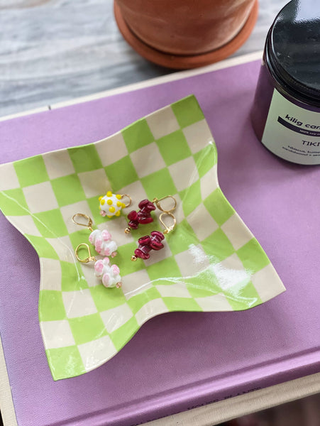 Burgundy Twist Antique Bead Earrings