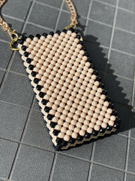 Beige and Black Cellphone Bag