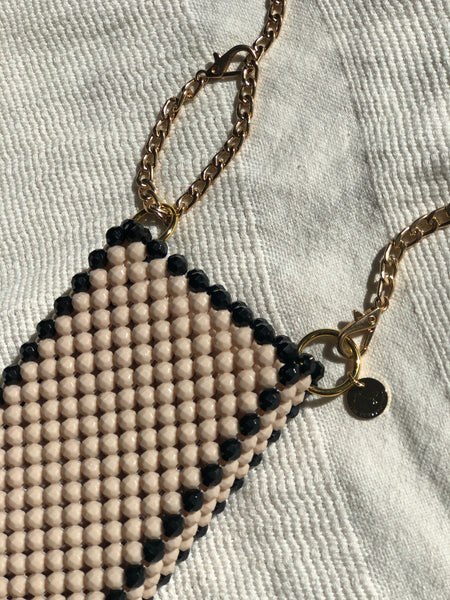 Beige and Black Cellphone Bag