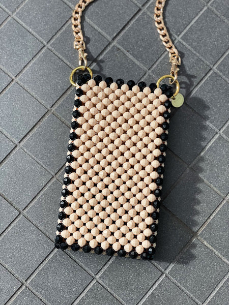 Beige and Black Cellphone Bag