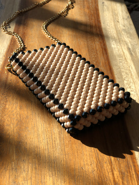 Beige and Black Cellphone Bag