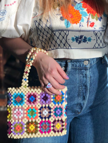 Granny Square Beaded Handbag