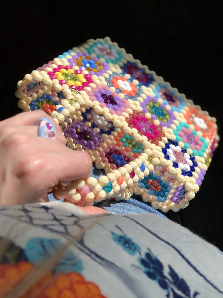 Granny Square Beaded Bag