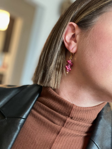 Burgundy Twist Antique Bead Earrings