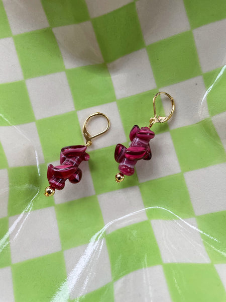 Burgundy Twist Antique Bead Earrings