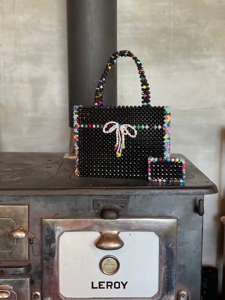 XL Black Mist Bag with Freshwater Pearl Bow