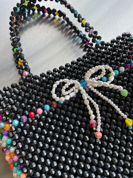 XL Black Mist Bag with Freshwater Pearl Bow