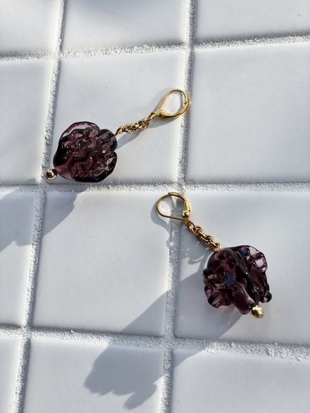 Purple Antique Bead Earrings