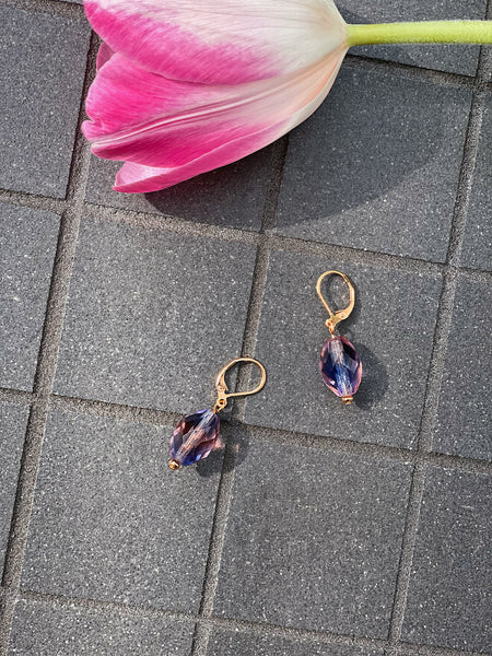 Pink & Purple Antique Crystal Bead Earrings