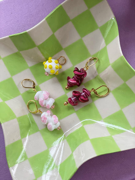 Bubble Gum Pink Antique Bead Earrings