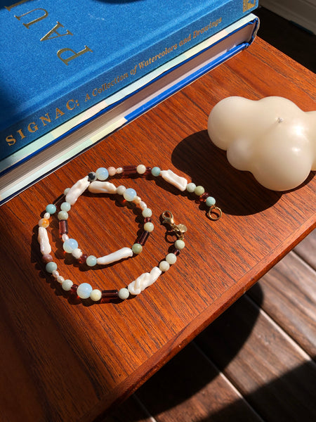 Gemstone, Pearl and Glass Necklace
