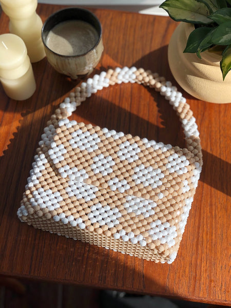 Beige and Check Waterfall Bag