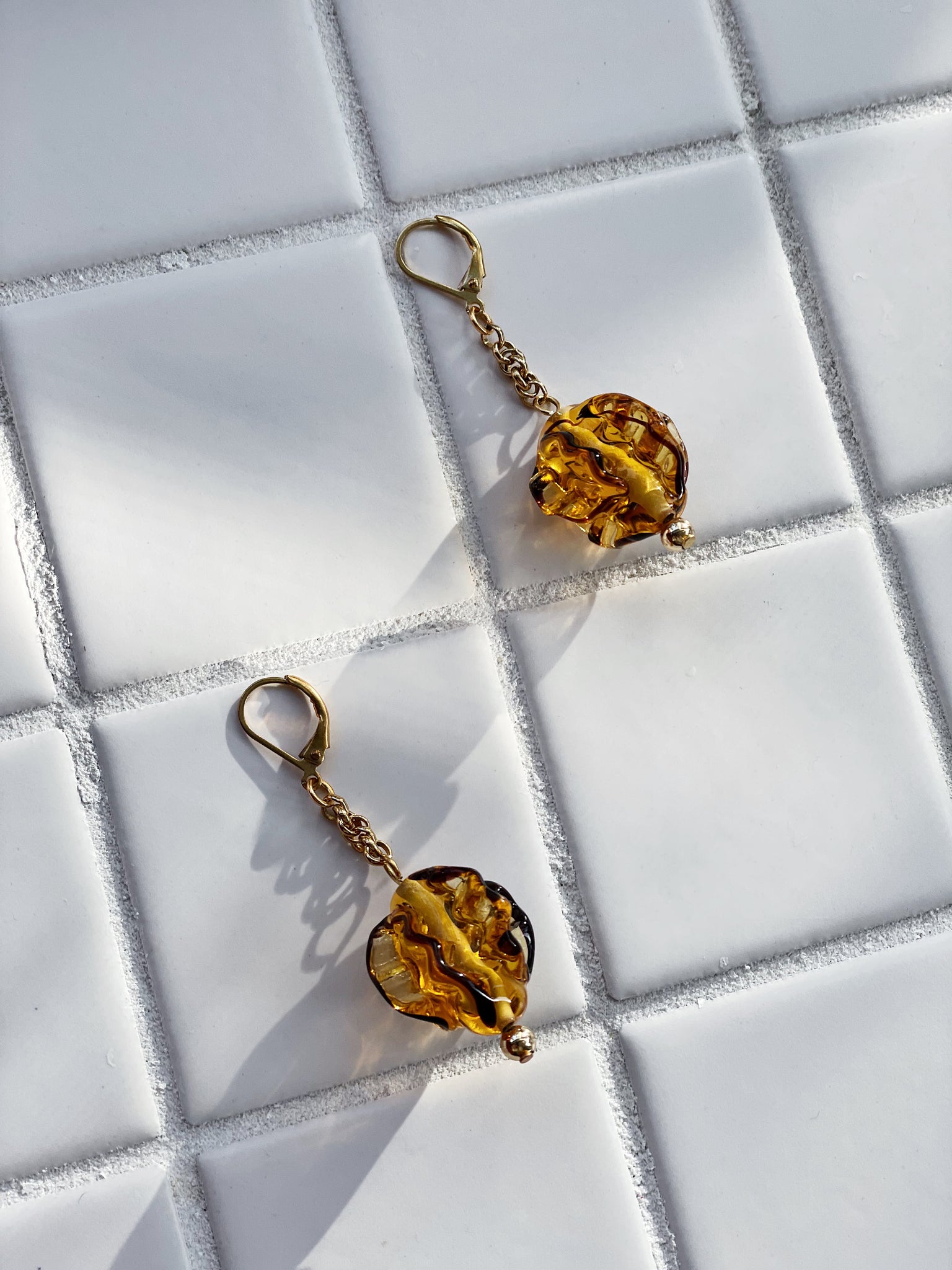 Amber Antique Bead Earrings