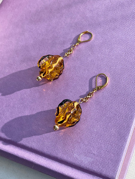 Amber Antique Bead Earrings