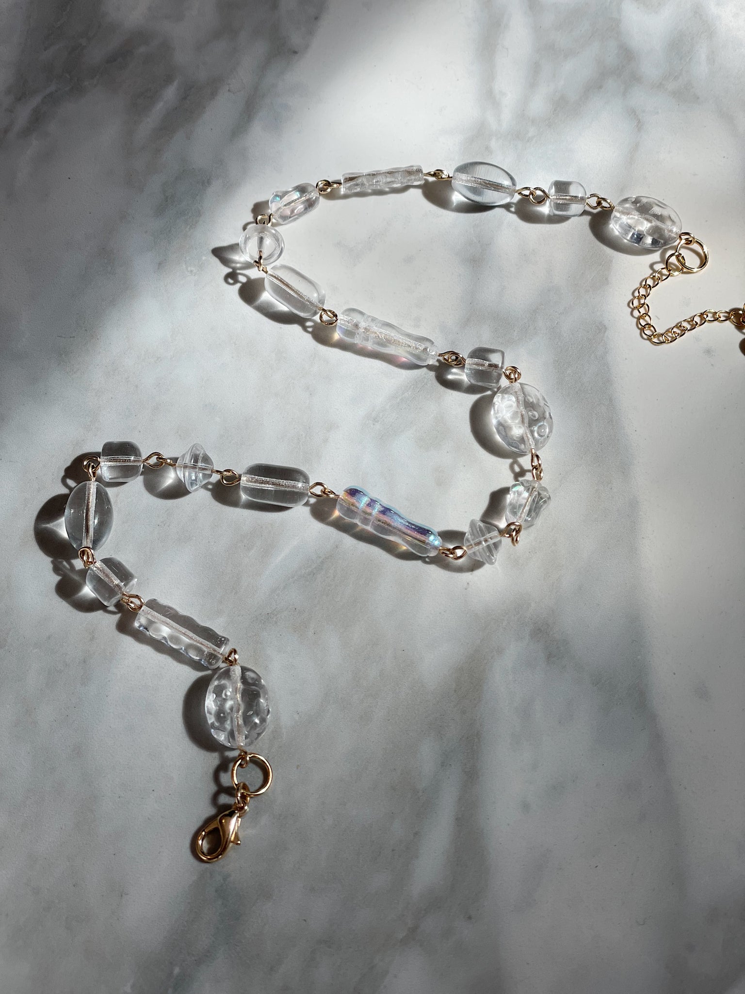 Clear Antique Bead Link Necklace