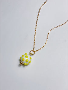 Yellow Sputnik Antique Bead Pendant on New Chain Necklace