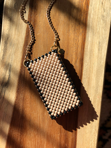 Beige and Black Cellphone Bag