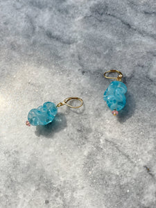 Rippled Blue Antique Bead Earrings
