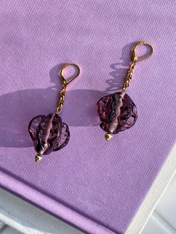 Purple Antique Bead Earrings