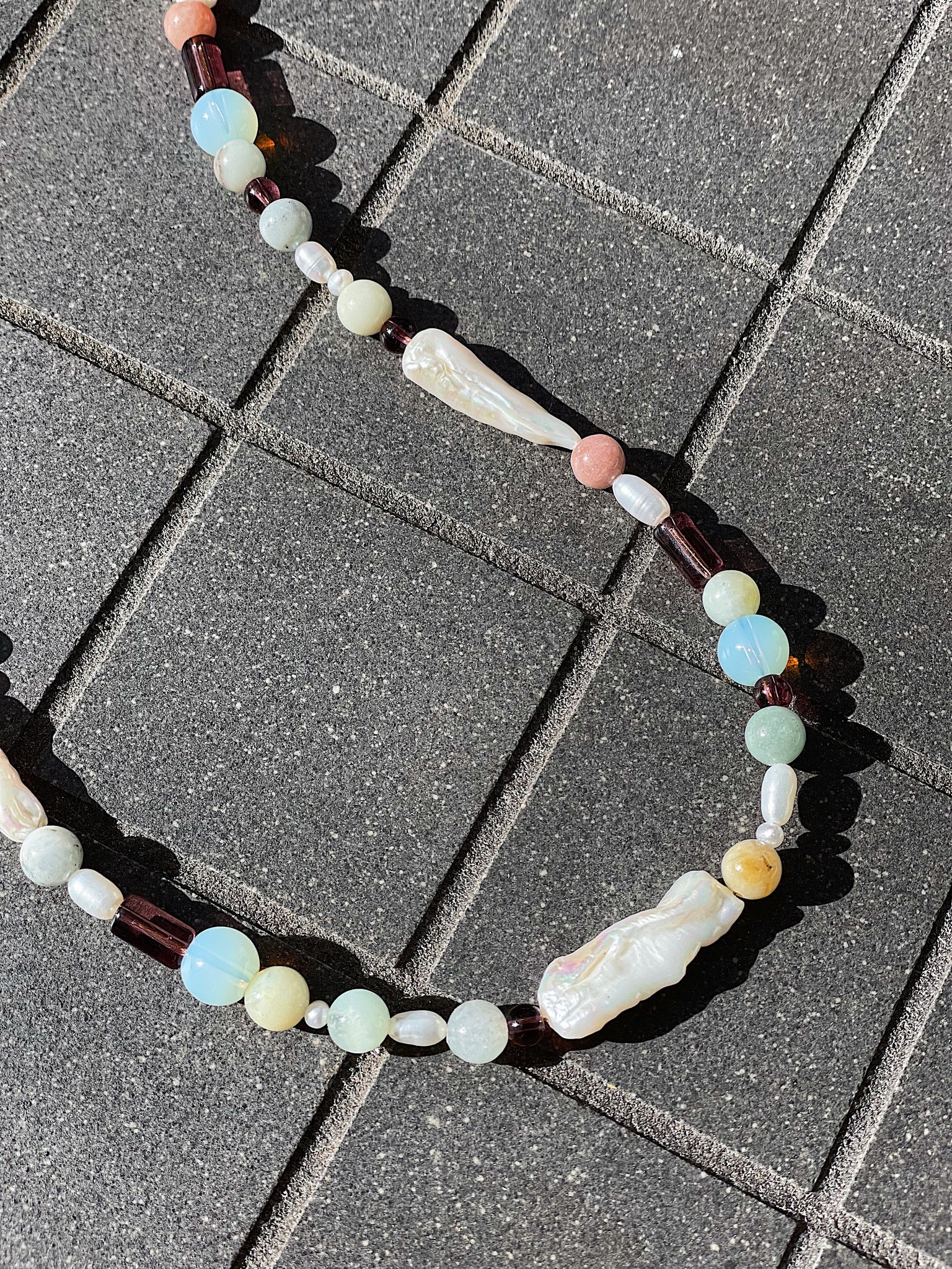Gemstone, Pearl and Glass Necklace