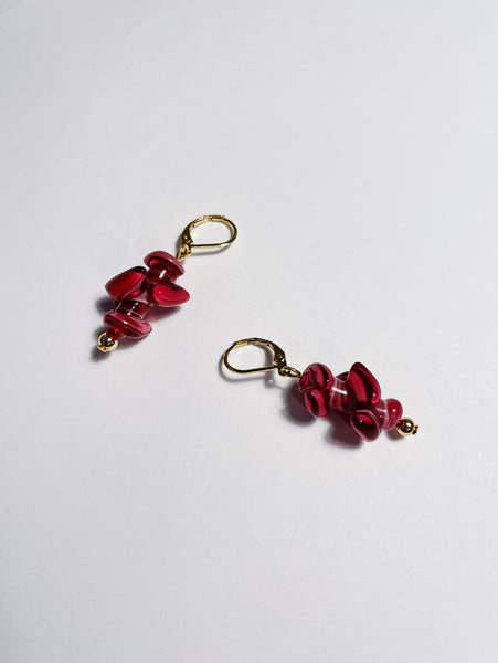 Burgundy Twist Antique Bead Earrings